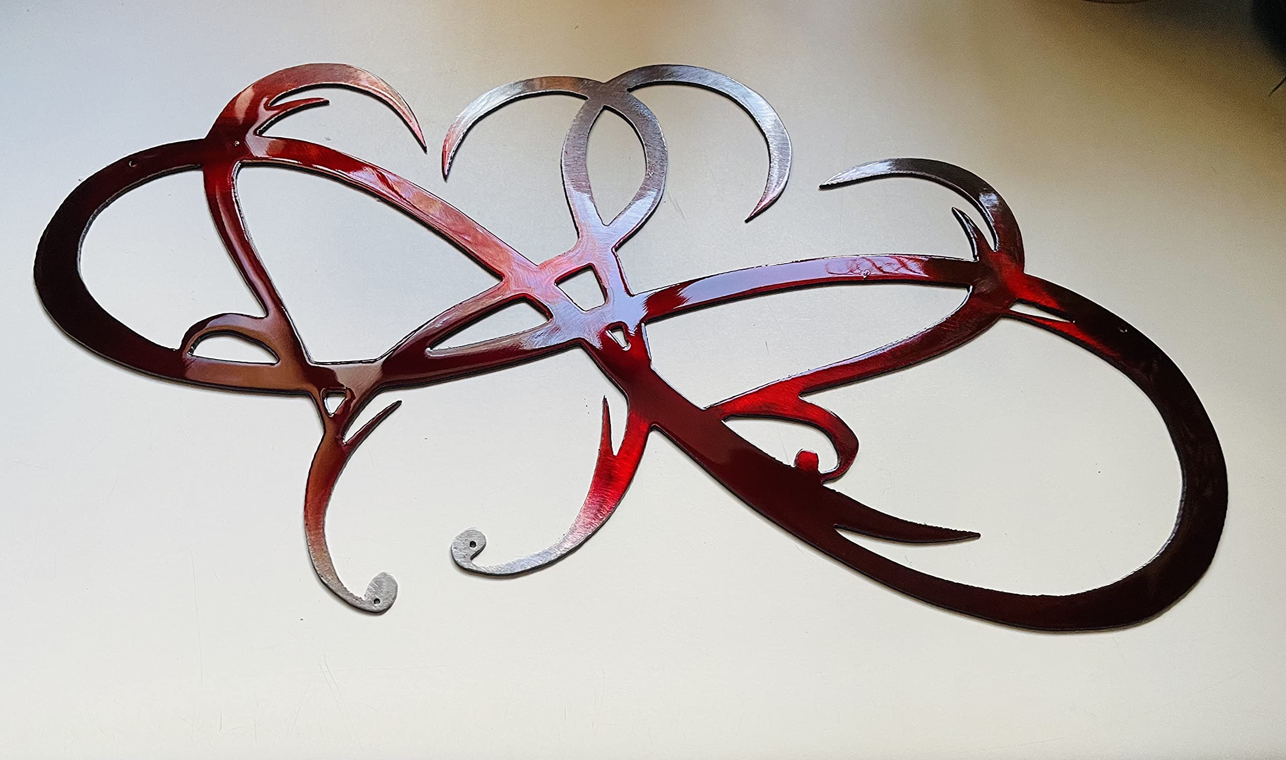 Dual Infinity Hearts Metal Wall Art Accent Two Hearts Become One