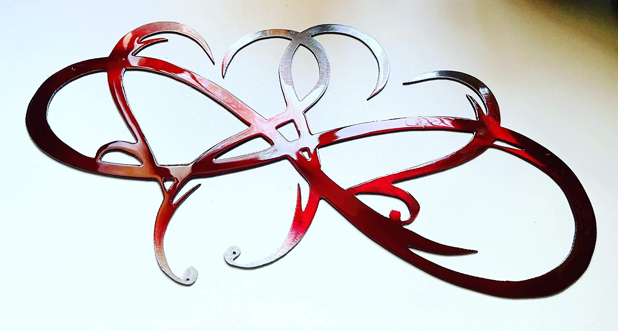 Dual Infinity Hearts Metal Wall Art Accent Two Hearts Become One