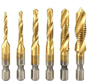 aiyun 6 pack titanium combination drill tap bits set m3-m10 metric drill and tap set