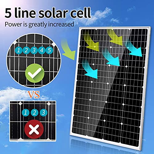 Giosolar 500 Watts 12 Volts Monocrystalline Solar Panel Boat Kit Off-Grid System with 40A PWM LCD Charge Controller/Solar Cables for 12V/24V Battery Charging