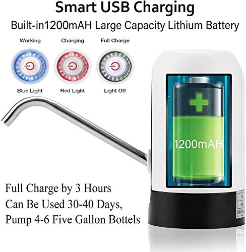 Water Bottle Pump 5 Gallon USB Charging Automatic Drinking Portable Electric Water Dispenser/Switch