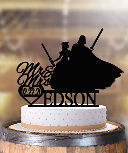 Belle and Vader Wedding Cake Topper Personalized