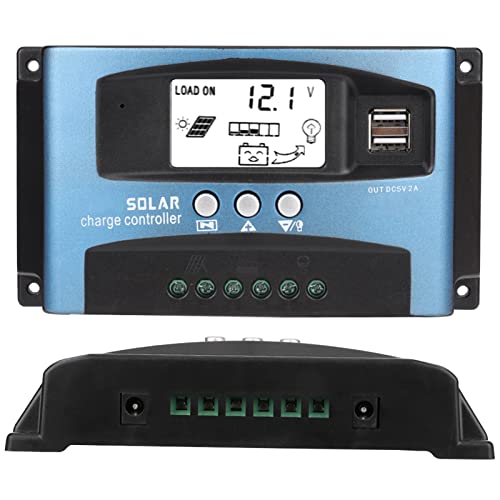 Regulateur De Charge Solaire Mppt,Mppt Charge Controller,40/50/60/100A Solar Charge Controller Dual USB LCD Display 12V 24V Solar Charge Regulator Solar Battery (40A)