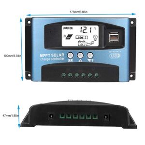 MPPT Solar Charge Controller, 40/50/60/100A Solar Charge Controller Dual USB LCD Display 12V 24V Solar Charge Regulator Solar Battery Charger ( 100A) Solarregler Mppt Charge Controller