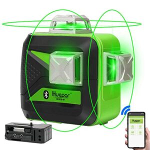 huepar 3 x 360 green beam 3d laser level with bluetooth connectivity three-plane self-leveling and alignment cross line laser level -one 360° horizontal and two 360° vertical lines laser tool 603cg-bt