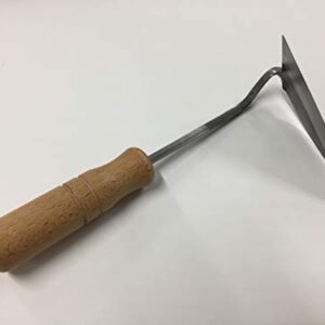 Bonsai 100C Japanese Hand Hoe/Weeding Sickle, All Steel Blade with Wooden Handle