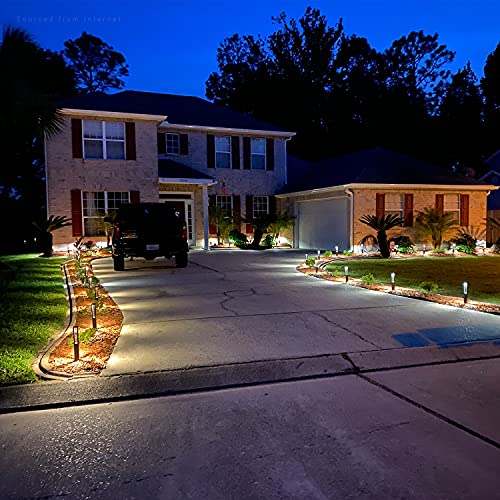 LEONLITE 12-Pack Low Voltage Landscape Lights, Unique Lighting Effects LED 172LM 3W 12-15V AC/DC, IP65, Aluminum Outdoor Driveway/Pathway Light, 3000K Warm White, Black Finish