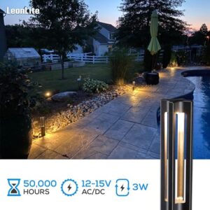 LEONLITE 12-Pack Low Voltage Landscape Lights, Unique Lighting Effects LED 172LM 3W 12-15V AC/DC, IP65, Aluminum Outdoor Driveway/Pathway Light, 3000K Warm White, Black Finish