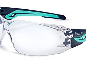 Bollé Safety SILEXPSI, Silex Safety Glasses Anti-Scratch/Anti-Fog, Black Blue Frame, Clear Lenses, Black & Blue, Universal