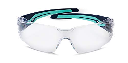 Bollé Safety SILEXPSI, Silex Safety Glasses Anti-Scratch/Anti-Fog, Black Blue Frame, Clear Lenses, Black & Blue, Universal