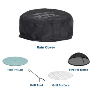 Novogratz Poolside Collection, Asher 27" Wood Burning Fire Pit with Grilling Surface, Dark Gray