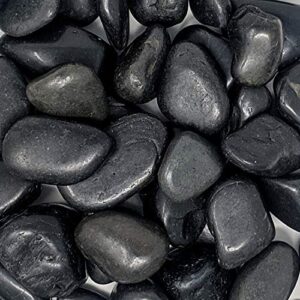 midwest hearth natural decorative polished black pebbles 1" to 3" size (10-lb bag)