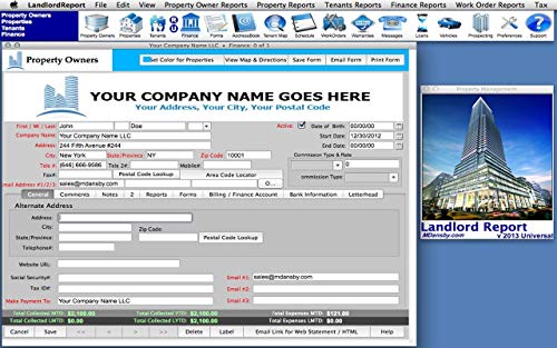 Rental Property Management Software - Landlord Report (MAC/WIN) - 10 Units