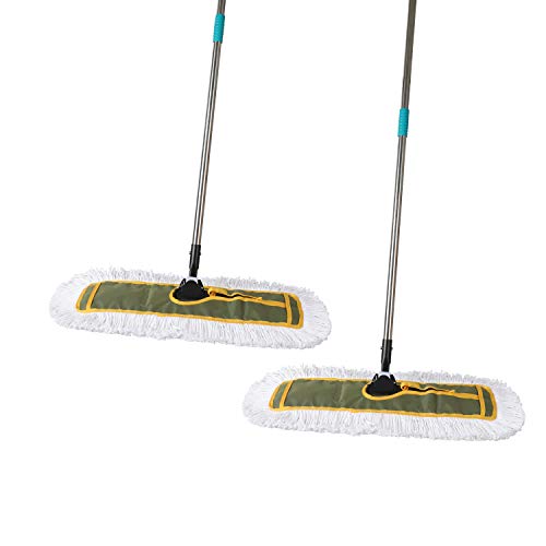 OFO 24inch Industrial Commercial Dust Mop 2 Sets // Heavy Duty Dust Mop // 63inch Length Stainless Steel Handle //Easily Clean Large Area Factory,Shopping Mall,Garage