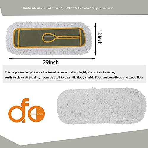 OFO 24inch Industrial Commercial Dust Mop 2 Sets // Heavy Duty Dust Mop // 63inch Length Stainless Steel Handle //Easily Clean Large Area Factory,Shopping Mall,Garage