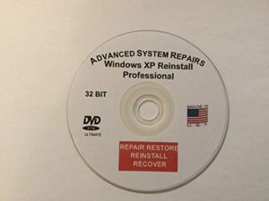 advanced system repairs- compatible with windows xp professional 32bit reinstall, restore, recover, repair dvd.
