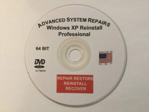 advanced system repairs- compatible with windows xp professional 64bit reinstall, restore, recover, repair dvd.