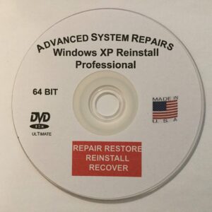 Advanced System Repairs- Compatible with Windows XP Professional 64Bit Reinstall, Restore, Recover, Repair DVD.