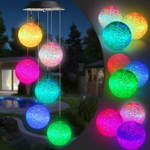 toodour solar wind chime, color changing ball wind chimes, led decorative mobile, gifts for mom, waterproof outdoor decorative lights for garden, patio, party, yard, window, outdoor decorations