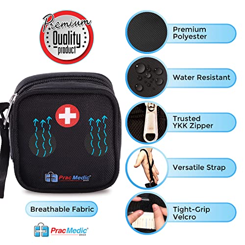 PracMedic Bags Insulated Medical Pouch and Medication Travel Organizer- Lightweight, Compact- holds Auvi Q, Anti-Histamine tablets, Nasal Spray, Eye Drops, Small Meds (Black)