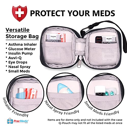 PracMedic Bags Insulated Medical Pouch and Medication Travel Organizer- Lightweight, Compact- holds Auvi Q, Anti-Histamine tablets, Nasal Spray, Eye Drops, Small Meds (Black)