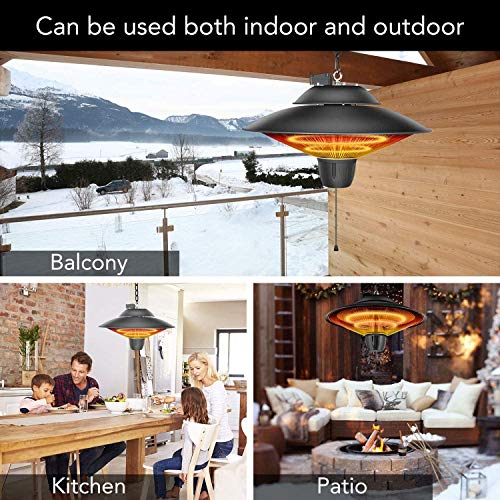 Simple Deluxe Patio Portable Outdoor Heating for Balcony, Courtyard, With Overheat Protection, Ceiling-Mounted Heater