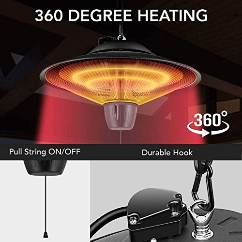 Simple Deluxe Patio Portable Outdoor Heating for Balcony, Courtyard, With Overheat Protection, Ceiling-Mounted Heater