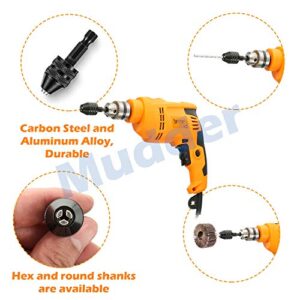 4 Pieces Keyless Drill Chuck, 1/4, 1/8, 1/16 Inch Hex and Round Shanks Small Drill Chuck Change Adapter