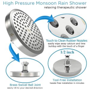 SparkPod Chrome High-Pressure Rain Shower Head with Matching 11" Shower Arm Extension - Control angle and height of your shower head for the Ultimate Experience Shower - 1-min Installation