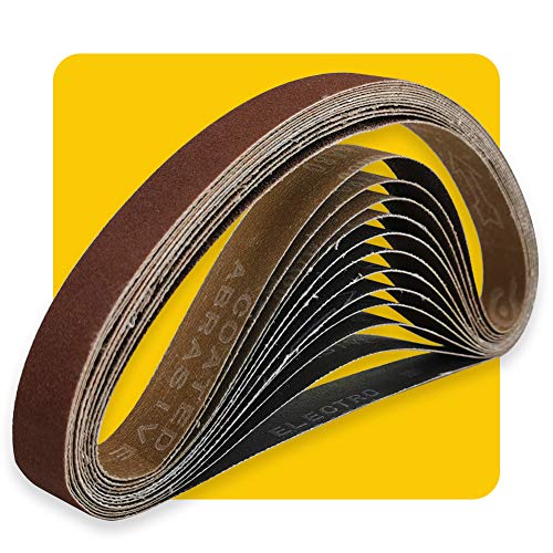 1 x 42 Inch Sanding Belt Pack 1-Inch x 42-Inch,12 Pcs(4 Each of 80 120 150 Grits) Aluminum Oxide for Sander