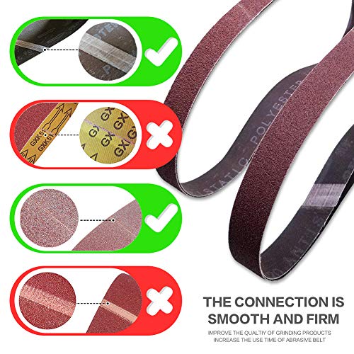 1 x 42 Inch Sanding Belt Pack 1-Inch x 42-Inch,12 Pcs(4 Each of 80 120 150 Grits) Aluminum Oxide for Sander