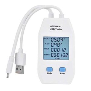 usb detector digital portable voltmeter ammeter power capacity tester voltage current meter (ut658 dual white)