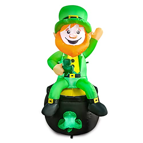 Joiedomi 6FT St Patrick Sitting Leprechaun Inflatable for Yard Garden Decorations, Indoor and Outdoor Theme Party Decor, Yard, Garden, Lawn Decor with LED Light Build-in