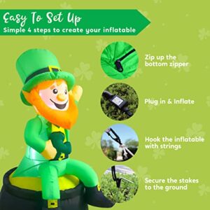 Joiedomi 6FT St Patrick Sitting Leprechaun Inflatable for Yard Garden Decorations, Indoor and Outdoor Theme Party Decor, Yard, Garden, Lawn Decor with LED Light Build-in