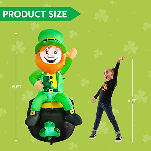 Joiedomi 6FT St Patrick Sitting Leprechaun Inflatable for Yard Garden Decorations, Indoor and Outdoor Theme Party Decor, Yard, Garden, Lawn Decor with LED Light Build-in