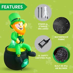 Joiedomi 6FT St Patrick Sitting Leprechaun Inflatable for Yard Garden Decorations, Indoor and Outdoor Theme Party Decor, Yard, Garden, Lawn Decor with LED Light Build-in