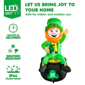 Joiedomi 6FT St Patrick Sitting Leprechaun Inflatable for Yard Garden Decorations, Indoor and Outdoor Theme Party Decor, Yard, Garden, Lawn Decor with LED Light Build-in