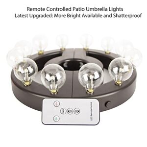 Umbrella Light, Outdoor Umbrella LED Lights Battery Operated Wireless with Remote Control, ZHONGXIN Patio Umbrella Pole Light with 12 Warm White G40 Led Bulbs, for Backyard Umbrellas or Camping Tent …