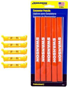 swanson tool co cp700llp002b value pack - 5 orange carpenter pencils and 5 bulk (out of package) line levels