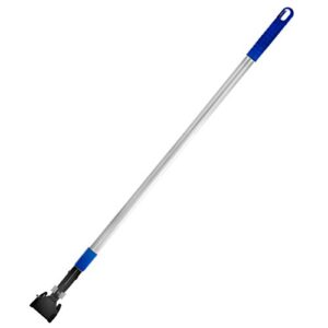 alpine industries commercial quick-change iron mop handle - professional mopping tube w/metal gripper for rags - heavy duty stick & mop head replacement holder (telescopic mop)
