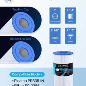 POOLPURE PRB35-IN Spa Filter Replaces Unicel C-4335, Guardian 409-219, Filbur FC-2385, 03FIL1300, 17-2482, 25393, 303557, 817-3501, R173431, 35 sq.ft, 5 X 9 Drop in Hot Tub Filter, 2 Pack