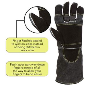 Suse's Kinder Welding Gloves Large- Fireplace Protective Leather Gear for Men and Women Welders - Heat Resistant for Blacksmith and Firepit Work (Large)