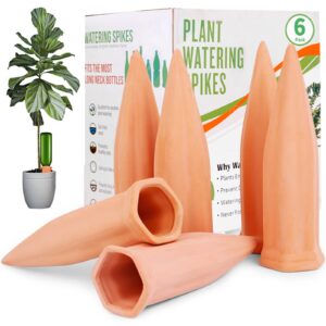 remiawy plant watering spikes, plant vacation waterer wine bottle watering stakes terracotta plant watering devices slow release self watering spikes for indoor outdoor plant