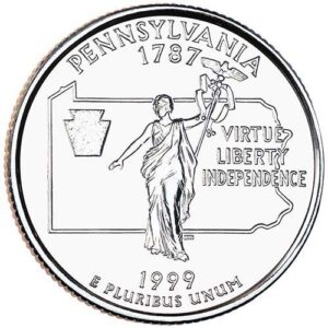 1999 p & d bu pennsylvania state quarter choice uncirculated us mint 2 coin set