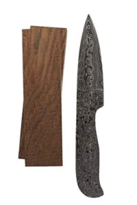 montana point damascus blade – raindrop pattern – smc5256 knife kit - payne bros - premium knife supply - knife making (rosewood)