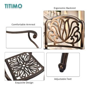 TITIMO 2 Piece Outdoor Bistro Dining Chair Set Cast Aluminum Dining Chairs for Patio Furniture Garden Deck Antique Bronze (Without Cushions)
