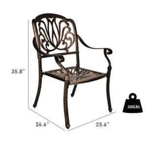 TITIMO 2 Piece Outdoor Bistro Dining Chair Set Cast Aluminum Dining Chairs for Patio Furniture Garden Deck Antique Bronze (Without Cushions)