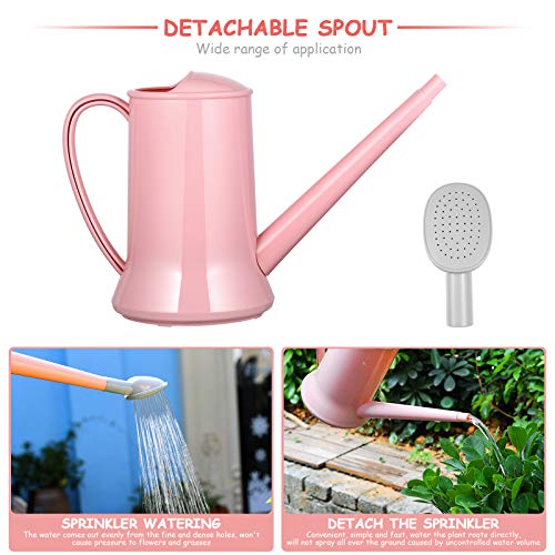 Yardwe Plastic Watering Can Indoor Outdoor Small Water Can Kettle for House Plants Garden Flower 2000ml (Pink)