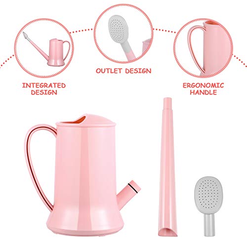 Yardwe Plastic Watering Can Indoor Outdoor Small Water Can Kettle for House Plants Garden Flower 2000ml (Pink)