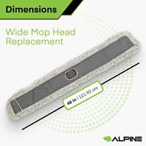 Alpine Industries Heavy Duty Cotton Mop Head - Dry Mop Head for Dirt Dust for Clean Hardwood Floor, Office and Garage - Commercial Mop - Super Absorbent Industrial Mop Head (48 in, Single Pack)